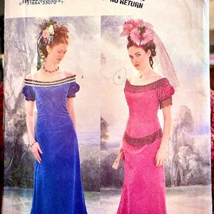 Empire Waist Regency Gown Pattern Butterick 3011 | Historical Dress Sewing Size 12–14–16 UNCUT | Off Shoulder Ball Gown Costume