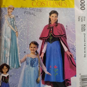 Ice queen costume sewing pattern McCalls M7000 kids winter princess cape Halloween Size 3-4 to 14 Pre-Cut Complete