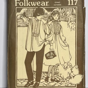 フォークウェア117 クロアチアシャツ型紙 未裁断 民族衣装 サイズ6-20 ユニセックス 1979年製 縫製パターン 完全版