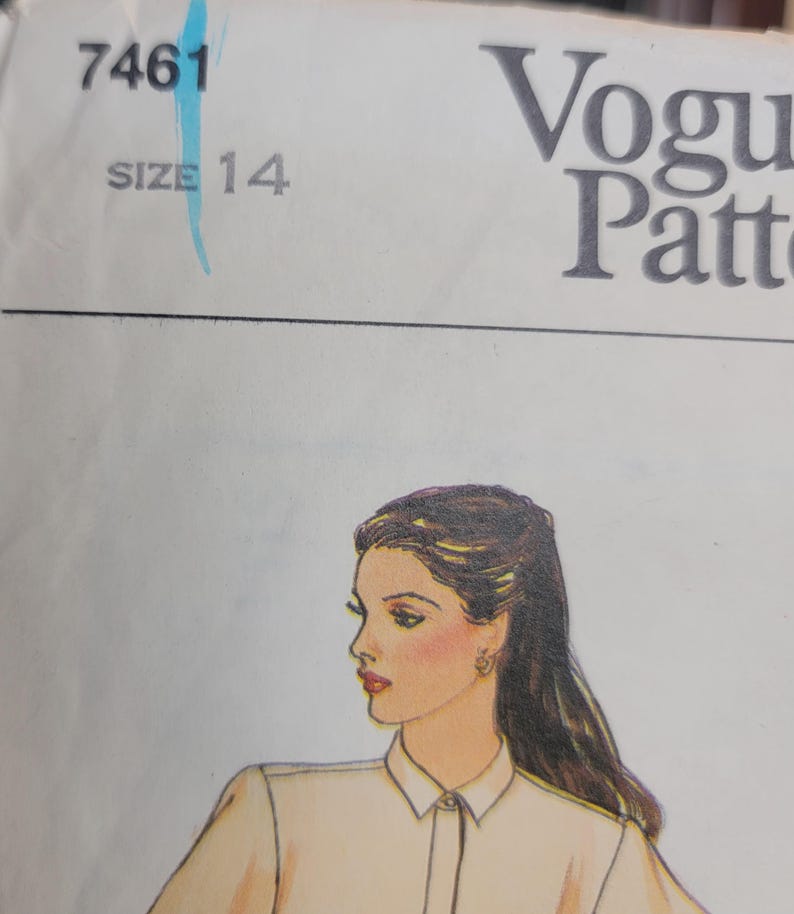 Vogue Patterns 7461 1980s Blouse Sewing Pattern Size 14 Uncut - Etsy