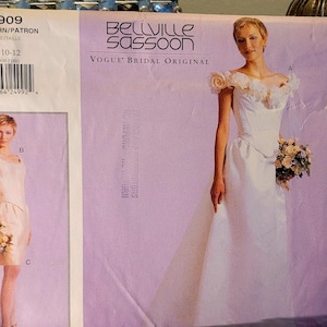 Vogue 1909 Brautkleid Schnittmuster Bellville Sassoon | Brautkleid & Kurzes Kleid Schnittmuster Gr 8–10–12 UNCUT