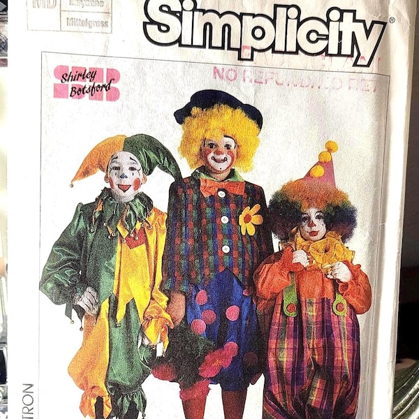 Eenvoud 7120 Jaren 80 Shirley Botsford clown nar hobo kinderkostuum naaipatroon maat medium 8 tot 10