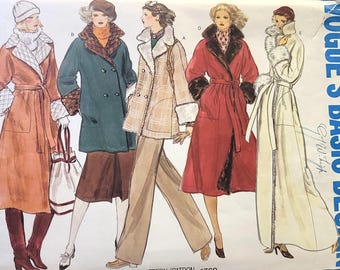 Wzór na zimowy płaszcz z lat 70. – Vogue 1769, Długie i krótkie płaszcze z wykończeniem ze sztucznego futra, rozmiar 16, NIEDOCIĘTE, KOMPLETNE