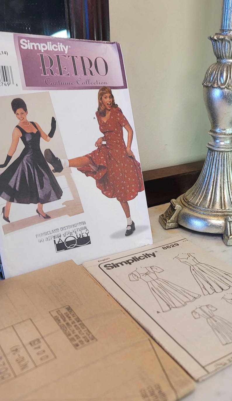 1950s Style Dress Pattern – Simplicity 8629 Retro Swing Dress Size 10 ...