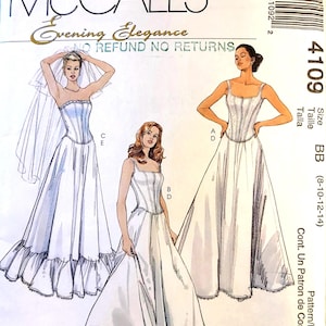 Patron de couture pour robe de mariée – McCalls 4109 Evening Elegance, robe de mariée, tailles 8-10-12-14 non coupée