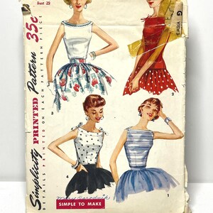 Simplicity 1201 1950s vintage sewing pattern Junior Misses sleeveless blouse Size 11 PRE-CUT COMPLETE