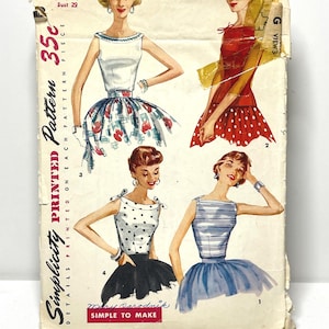 Simplicity 1201 1950s vintage sewing pattern Junior Misses sleeveless blouse overblouse peplum Size 11 PRE-CUT