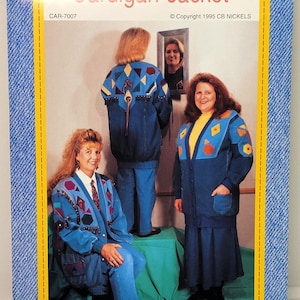 Junk-Jeans Cardigan Jacket CAR-7007 Vintage Upcycled Denim Pattern Size Small-3X 1995 Uncut Factory Folded