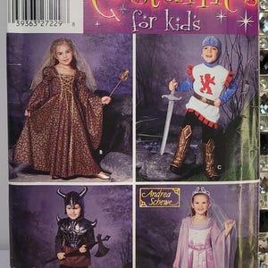Fantasy costume sewing pattern Simplicity 0664 princess knight viking Halloween Size 3 4 5 6 7 8 UNCUT FACTORY FOLDED