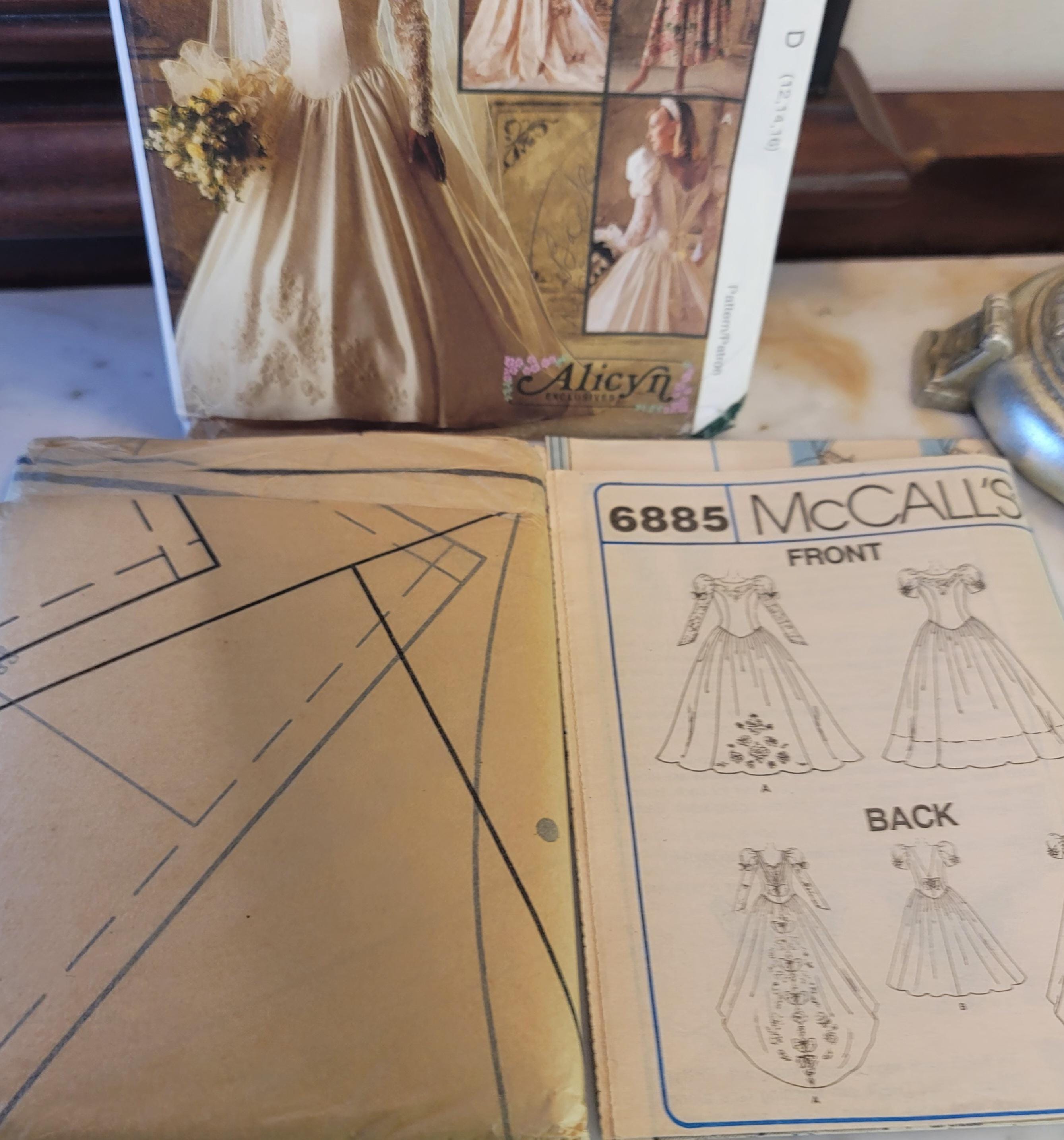 Bridal Gown Sewing Pattern – Vintage Mccalls 6885 Wedding Dress, Train ...
