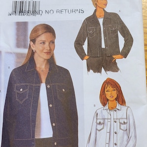 Butterick 6376 Jeansjacken-Schnittmuster 2001 Damen UNGESCHNITTEN
