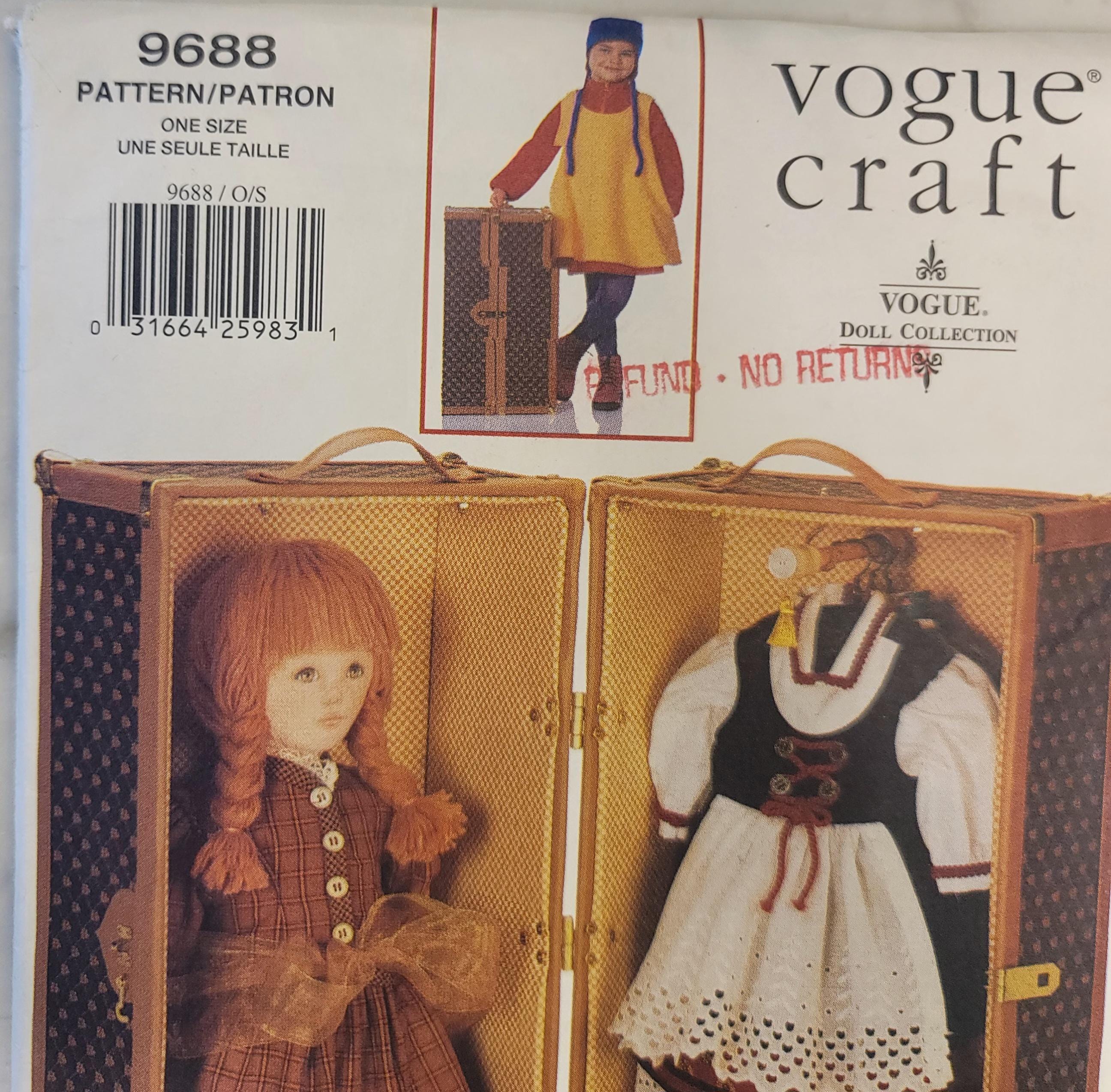 Doll Clothing Sewing Pattern – Vintage Vogue Craft 9688 Doll