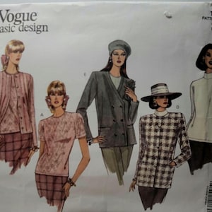 Vogue Basic Design 1041 vintage sewing pattern 1990s misses jacket top knit Size 8 10 12 UNCUT FACTORY FOLDED