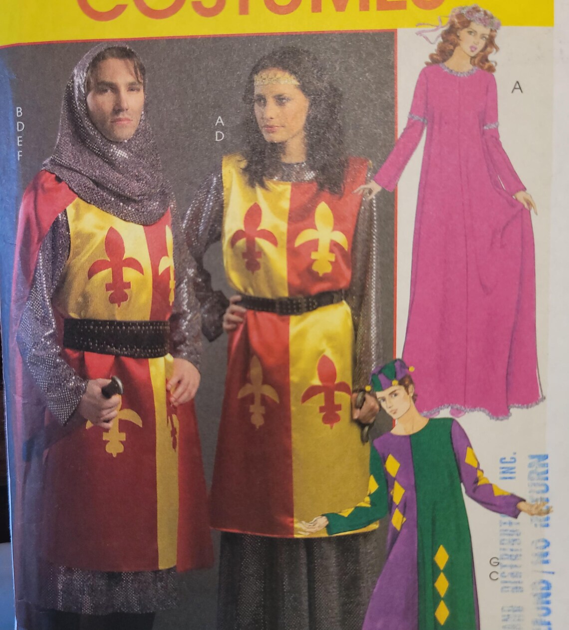 Medieval Costume Sewing Pattern – Mccalls M5683 Knight Princess Jester ...