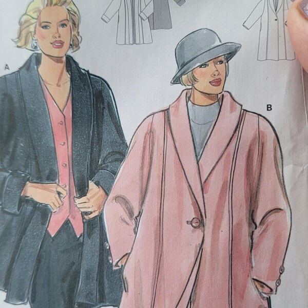 Molde de costura Burda vintage dos anos 80 3682: casaco plus size (UE 44-54 / EUA 18-28)