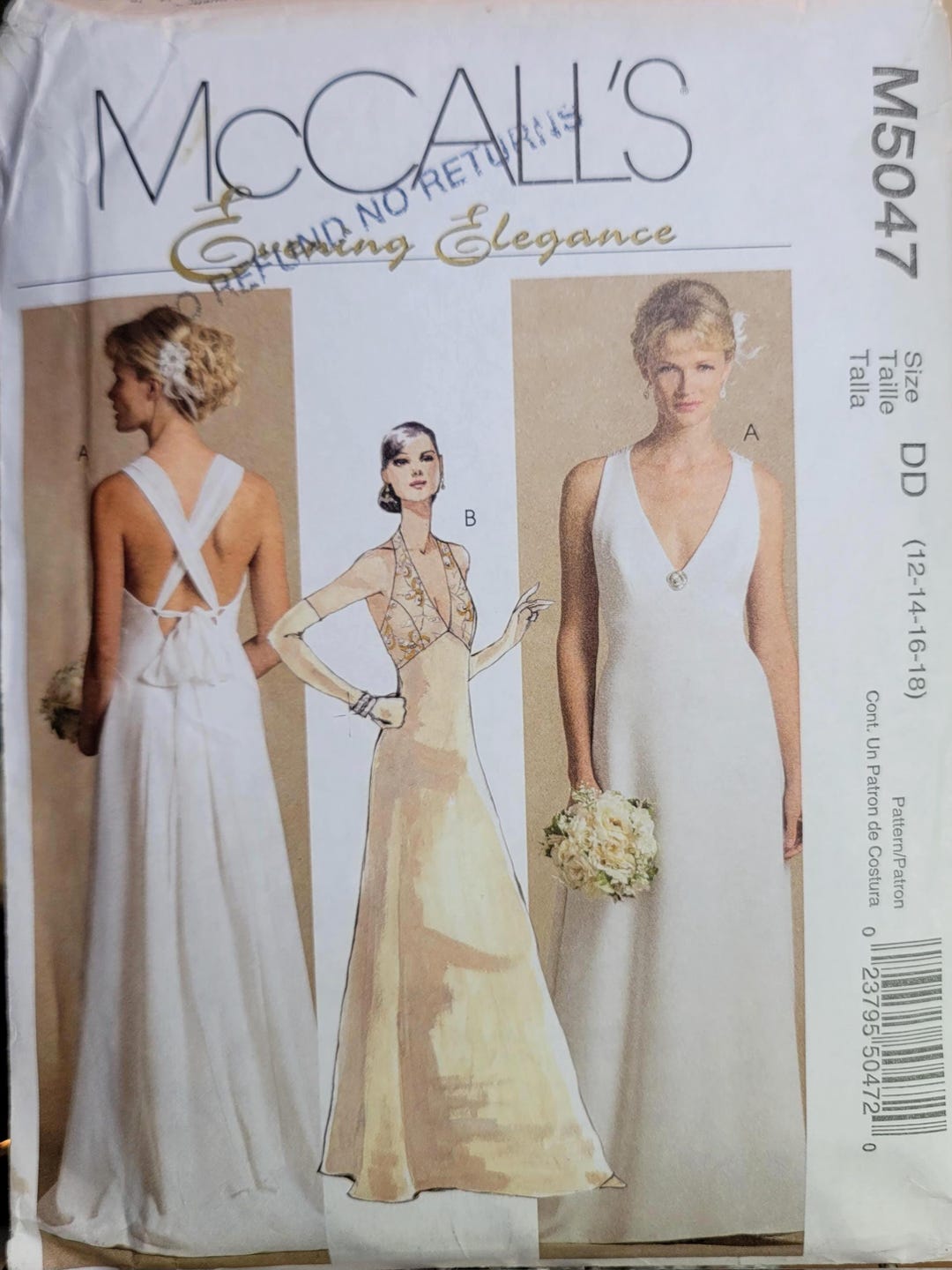 Vintage Mccalls M5047 Sewing Pattern – Bridal Halter Wedding Gown ...