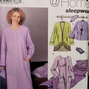 Sleepwear sewing pattern – Simplicity 5264 nightgown robe slippers sleep mask L-XL UNCUT