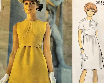 Patrón de costura Vintage Vogue Couturier 2065 Fabiani of Italy – Vestido de diseñador de los años 60, Talla 10, busto 32.5, PRECORTADO completo