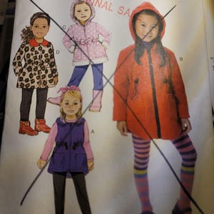 Girls’ Jacket and Vest Sewing Pattern Butterick B6279 | Size 2–8 UNCUT | Lined Hooded Coat, Fleece Vest, Bow and Cuff Options