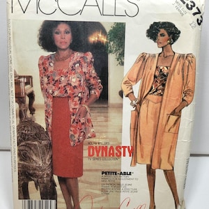 McCall's 2373 Nolan Miller Dynasty coat jacket top and skirt Size 12 Uncut Factory Folded