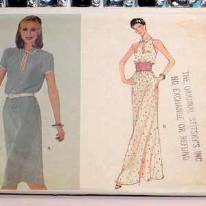 Vogue 7694 Misses Rectangular Collar Dress Day Or Evening Length Size 10 Pre-Cut Complete