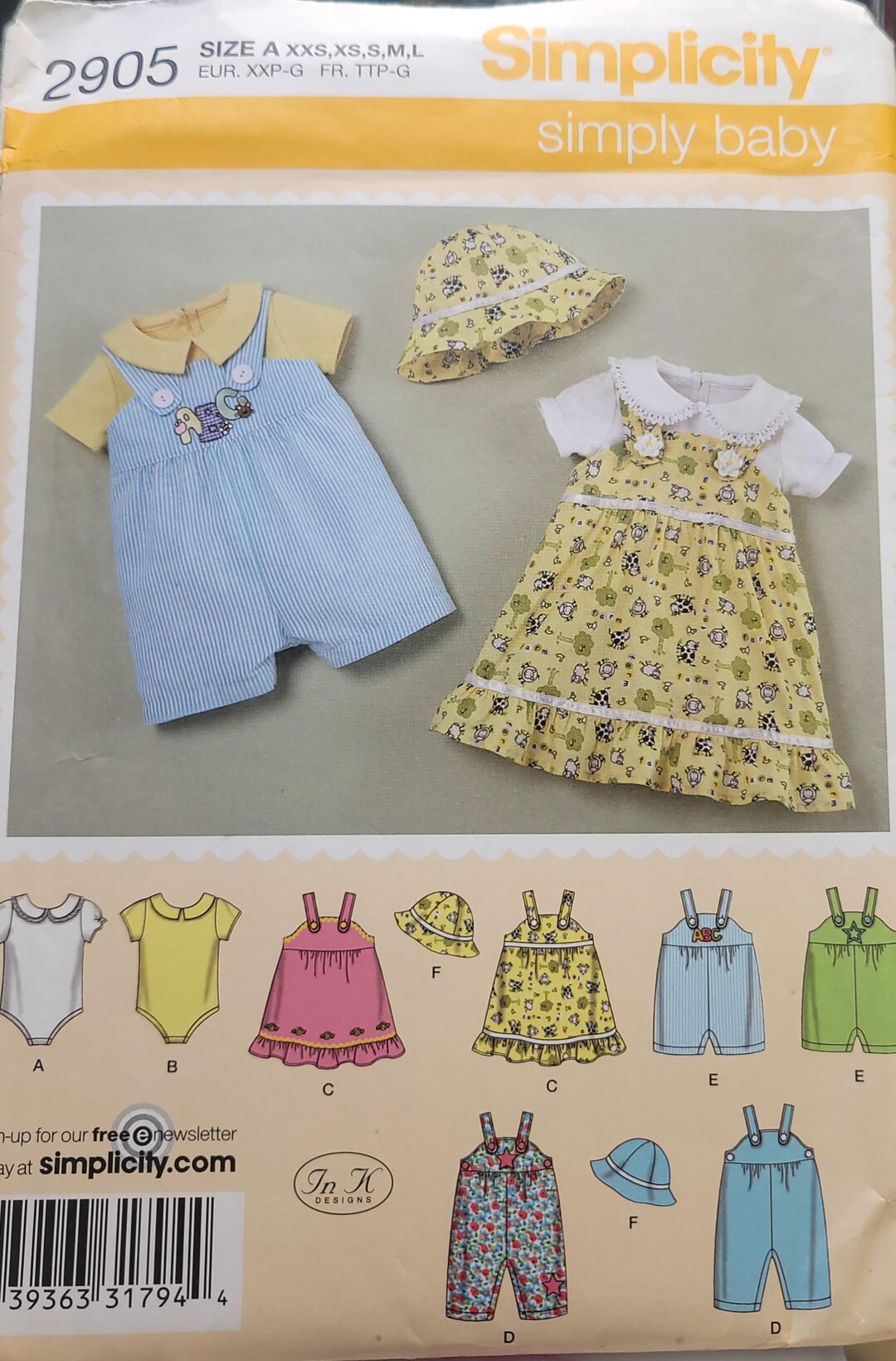 Vintage Simplicity 2905 Sewing Pattern – Baby Romper Dress Set, 2000s ...