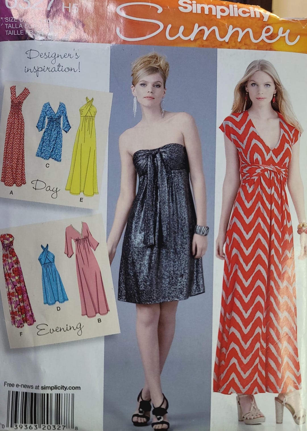 Maxi Dress Sewing Pattern – Simplicity 20327 Wrap Empire Waist Dresses ...