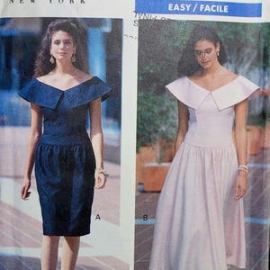 Vintage dress pattern – Butterick 4681 Kathryn Conover off-shoulder dress, 1989, sizes 6–10 UNCUT
