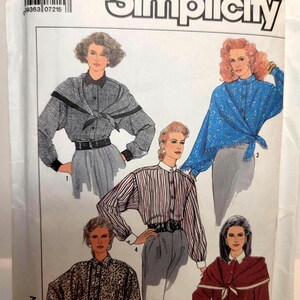 Simplicity 8806 1980s vintage sewing pattern blouse scarf Size 8 10 12 14 PRE-CUT COMPLETE