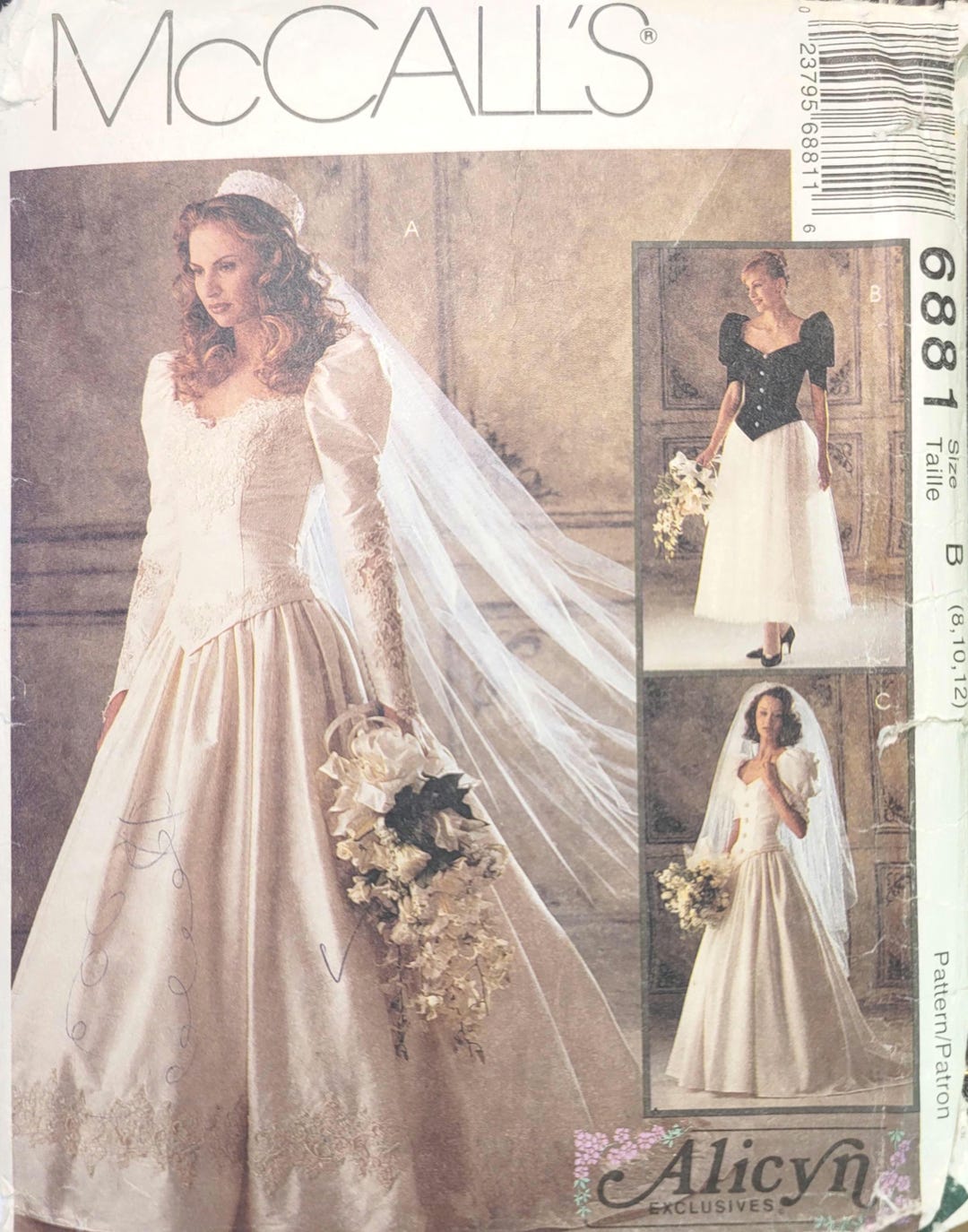 Vintage Bridal Gown Pattern – Mccalls 6881 Alicyn Wedding Dress, 90s ...
