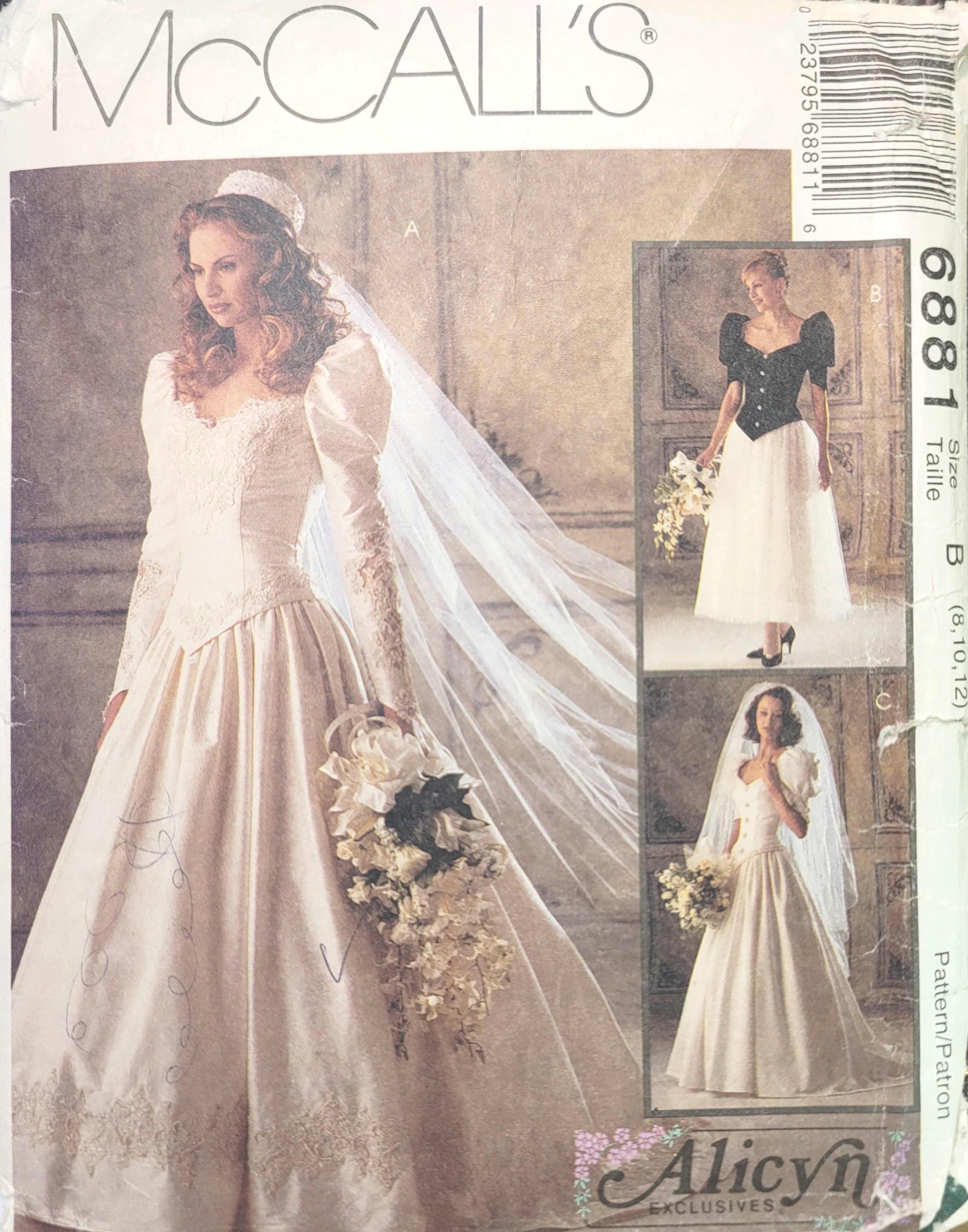 Vintage Bridal Gown Pattern – Mccalls 6881 Alicyn Wedding Dress, 90s ...