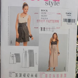 wrap skirt sewing pattern Burda 7216 high waist skirt size 10–20 UNCUT