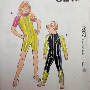 Kwik Sew 2337 1990s vintage sewing pattern boys girls swimsuit Size 8 10 12 14 Uncut Factory Folded