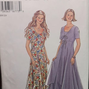 New Look 6340 Schnittmuster für ein geblümtes Maxikleid im Empire-Stil mit ausgestelltem Rock, Mehrgrößen-Brustumfang 30 bis 38, Größen 6-10, vorgeschnitten, komplett