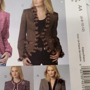 Chanel Style Jacket Pattern McCall’s M4972 | Lined Bouclé Blazer Sewing Pattern Sizes 6–12 | Fringed Trim Tweed Jacket DIY