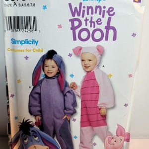 Simplicity 9379 Disney Winnie the Pooh Eeyore and Piglet costume Kids Halloween Size 3 to 8 Uncut Factory Folded