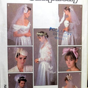 Vintage Simplicity 8509 sewing pattern – bridal veils and headpieces, 1980s, one size UNCUT