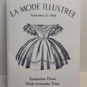 La Mode Illustree Enfantine Dress With Soutache Trim doll pattern for 15-16 Inch Dolls Factory Sealed