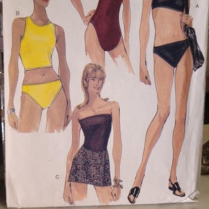 Vogue 9858 – Vintage 1990s Swimsuit, Briefs, Top & Cover-Up – Misses Sizes 12–16 – UNCUT Premium Collector Sewing Pattern