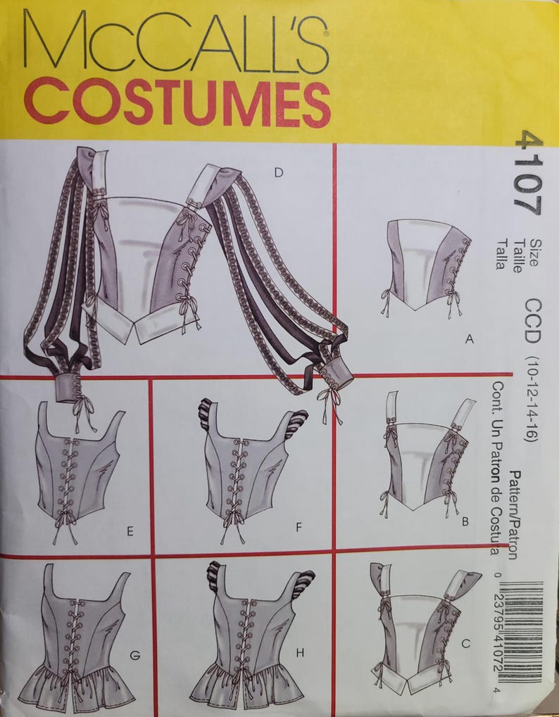 Vintage Mccalls 4107 Sewing Pattern – Renaissance Corset Tops, 2003 ...