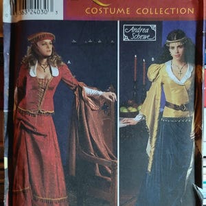 Simplicity 9246 Renaissance Costume Pattern by Andrea Schewe  Size 12 14 16 18  Uncut  Medieval Dress, Skirt & Bodice – Collector OOP