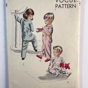 Vogue 2470 vintage two piece pyjamas pattern boys girls Size 2 Years Pre Cut Complete