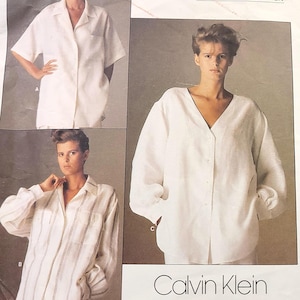 Vogue 1509 Calvin Klein Designer 1980s vintage sewing pattern oversized shirt blouse Size multi UNCUT FACTORY FOLDED