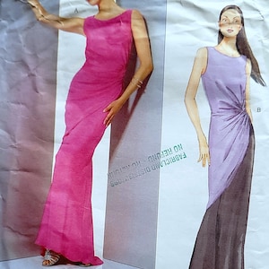 Wykrój sukni wieczorowej Bellville Sassoon Vogue 2480 | Sukienka formalna do ziemi, rozmiar 12–16, wstępnie wycięta | Designerska odzież okazjonalna