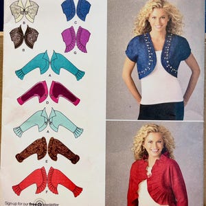 Bolero Jacket Sewing Pattern Simplicity 2478 | Ruffled Shrug & Cropped Cardigan Size 6–14 UNCUT | Easy Short Jacket Pattern