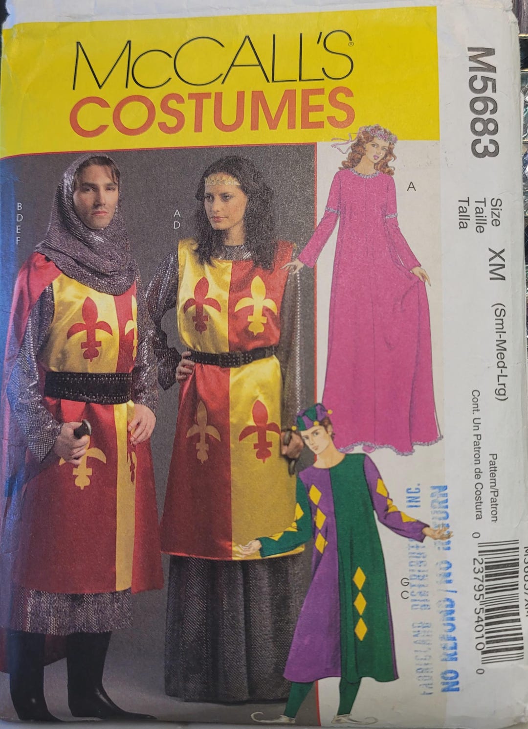 Medieval Costume Sewing Pattern – Mccalls M5683 Knight Princess Jester ...