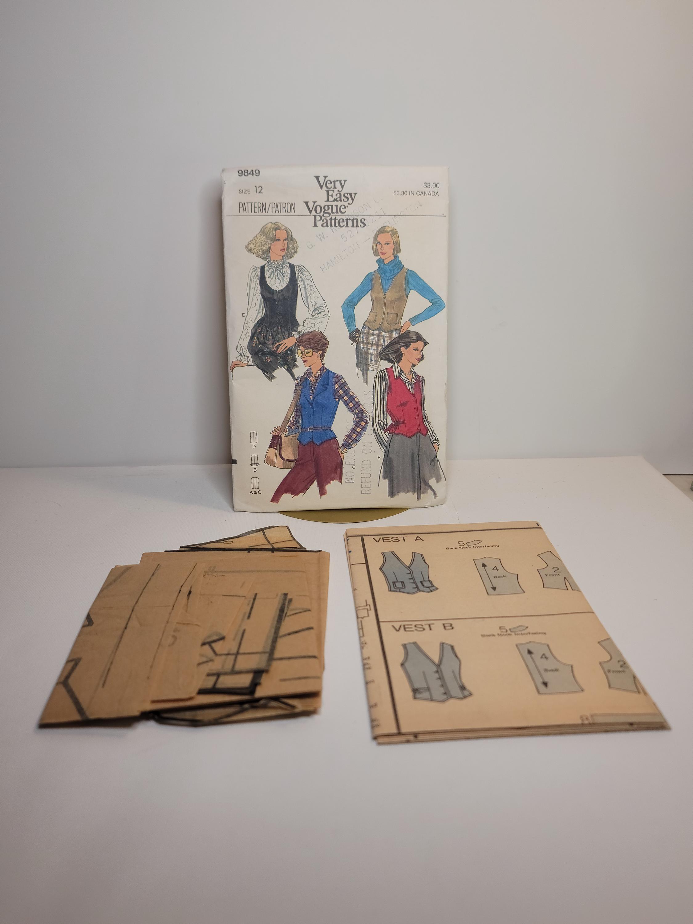 Very Easy Vogue 9849 1970s Vintage Sewing Pattern Misses Vest Size 8 10 ...