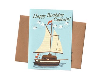 Happy Birthday Captain Boat Sailor fun Birthday Card