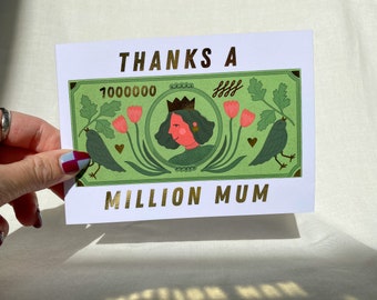 Merci un million de maman feuille d’or Carte de fête des mères