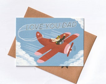 Je t'aime papa, carte de fête des pères, carte de voeux illustration papa mignon